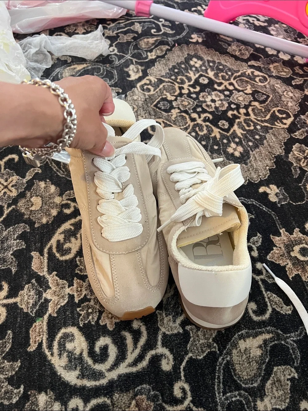 Zara Flat Pack Sneakers Women’s Size EU 39 in Taupe Beige Cream